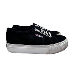 Superga 2790 Platform Sneakers Black 39 Women 8 Style S0001L0 Lace Up Low Top